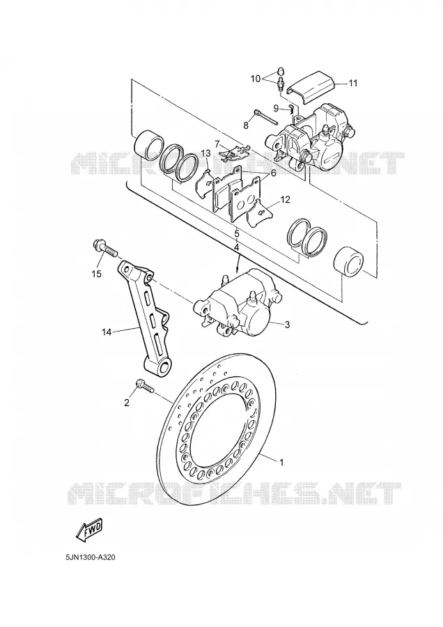REMKLAUW ACHTER Yamaha MOTO 1100 2004 BULLDOG  BT1100