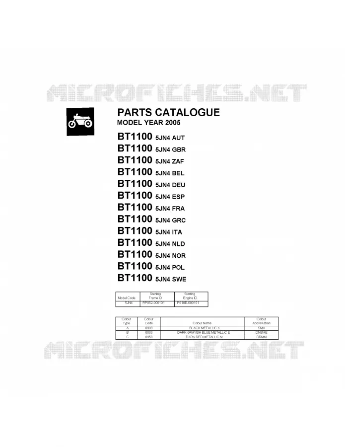 * CATALOG PREFACE * Yamaha MOTO 1100 2005 BULLDOG  BT1100