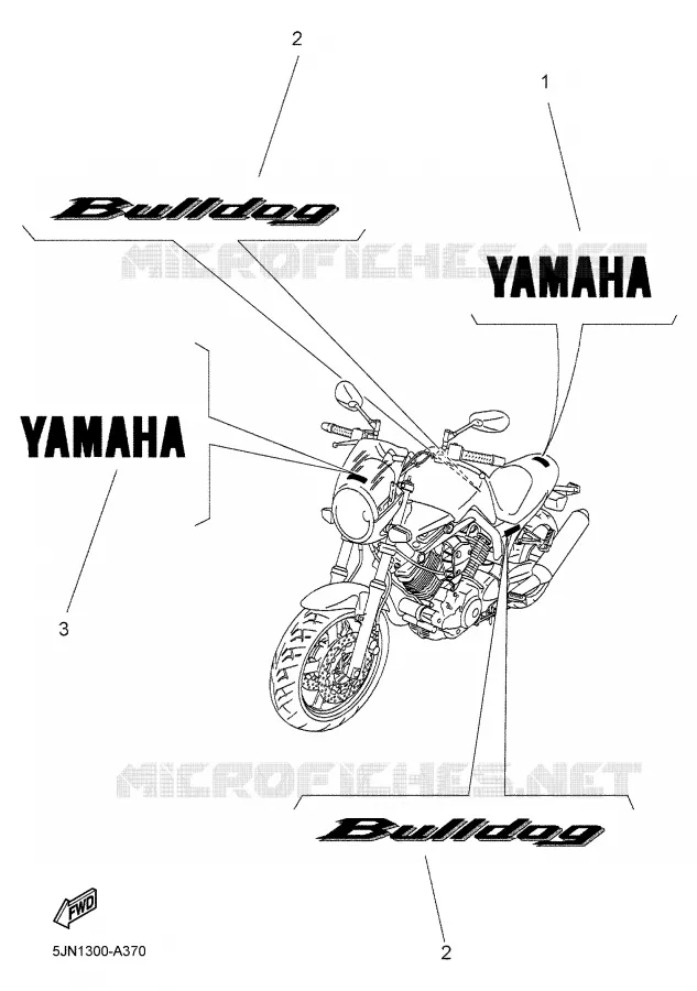 STICKER Yamaha MOTO 1100 2005 BULLDOG  BT1100