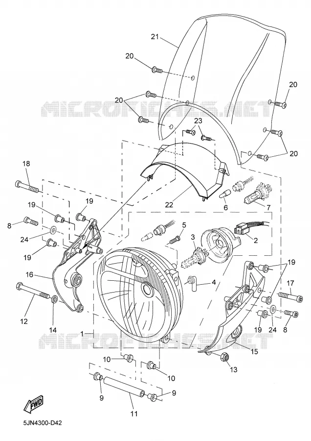 KOPLAMP Yamaha MOTO 1100 2006 BULLDOG  BT1100