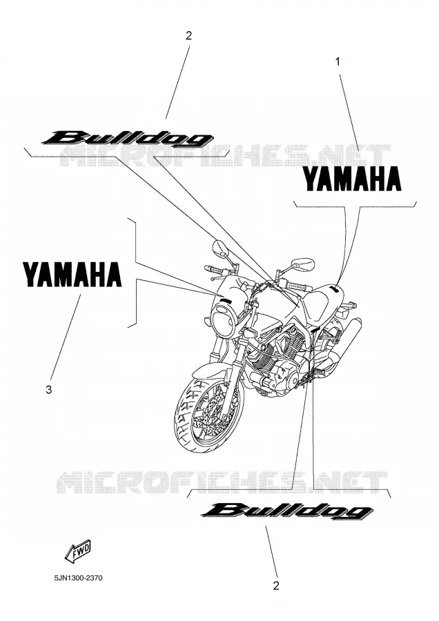 STICKER Yamaha MOTO 1100 2002 BULLDOG  BT1100