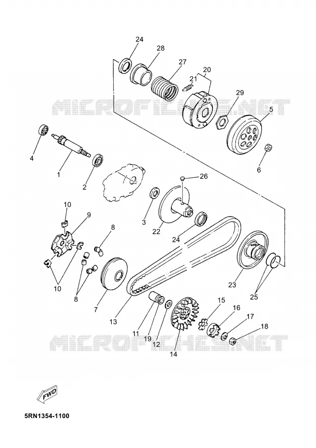 STARTMOTOR KOPPELINGS Yamaha SCOOTER 50 2005 JOG  CS50M