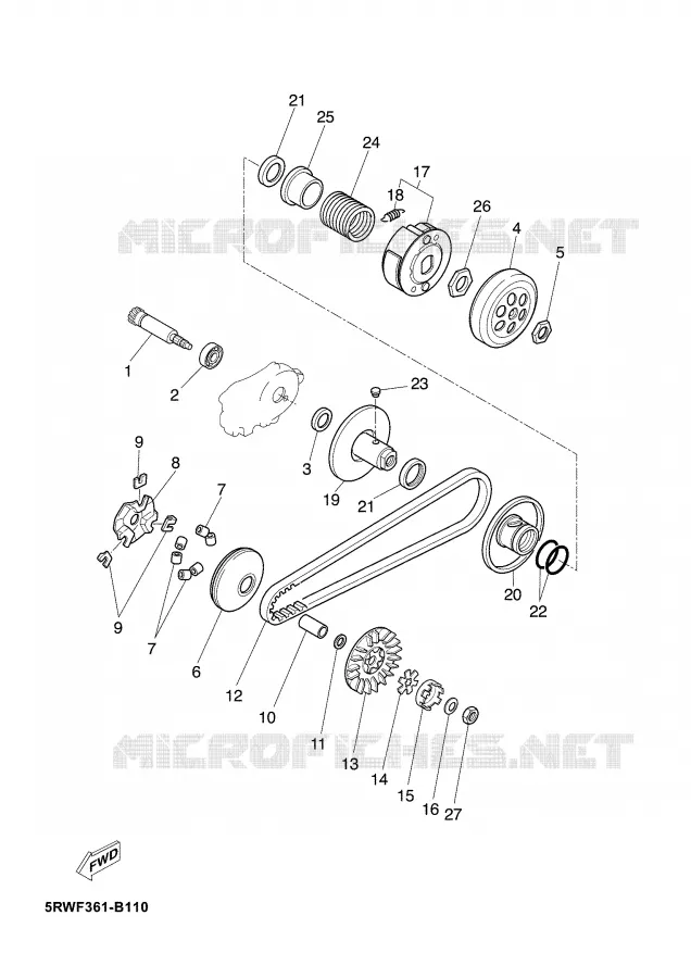 STARTMOTOR KOPPELINGS Yamaha SCOOTER 50 2004 JOG  CS50Z