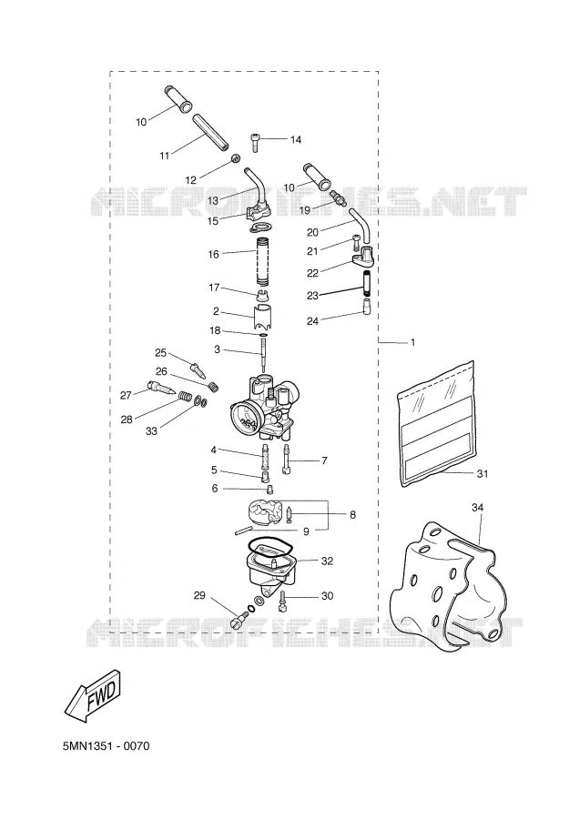 CARBURATEUR 2 Yamaha SCOOTER 50 2002 SLIDER  EW50 SLIDER