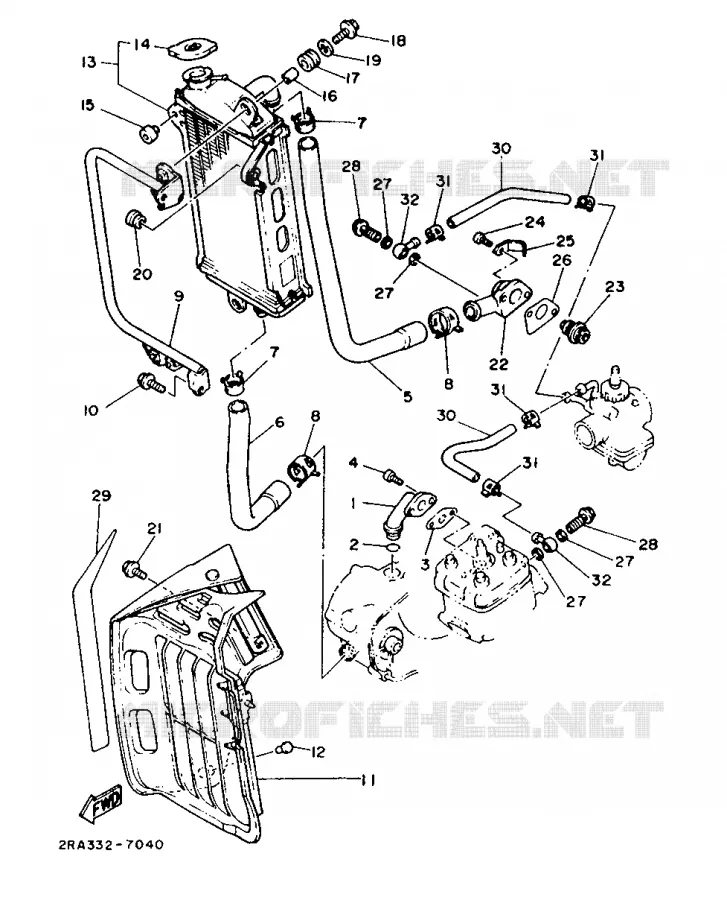 RADIATEUR / SLANG Yamaha MOTO 80 1987 DTLC  DT80LC