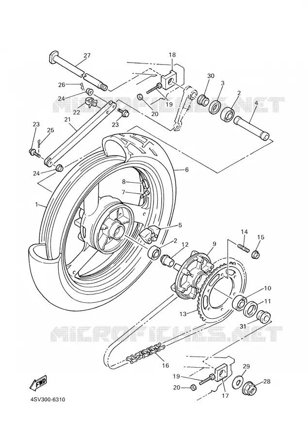 ACHTERWIEL Yamaha MOTO 1000 2001 THUNDERACE  YZF1000R