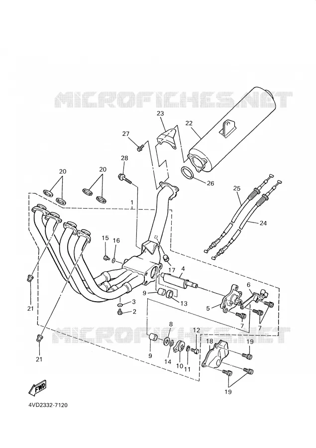 UITLAAT Yamaha MOTO 1000 2001 THUNDERACE  YZF1000R