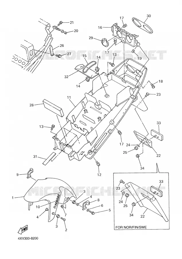 SPATBORD Yamaha MOTO 1000 1998 R1  YZF-R1