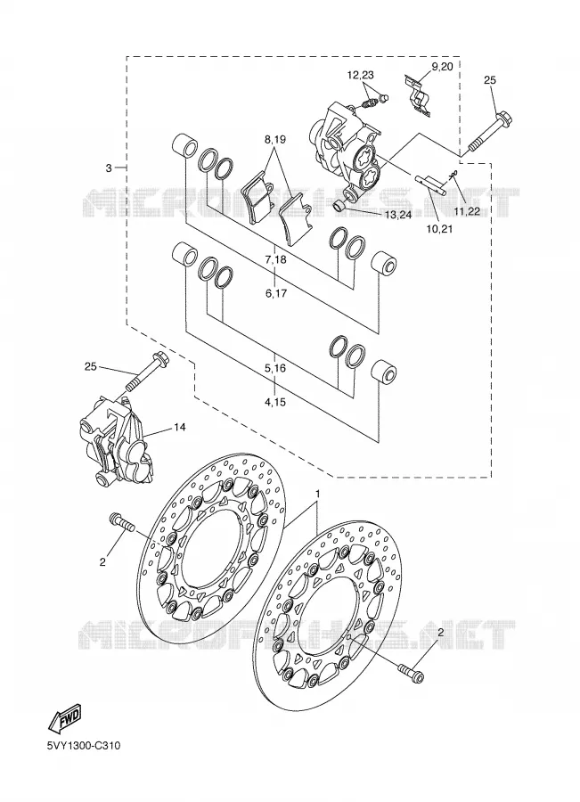 REMKLAUW VOOR Yamaha MOTO 1000 2006 R1  YZF-R1