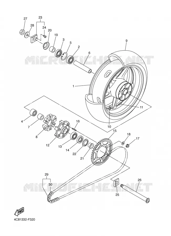 ACHTERWIEL Yamaha MOTO 1000 2008 R1  YZF-R1