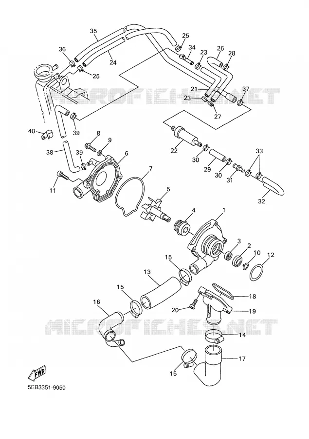 WATERPOMP / SLANGEN Yamaha MOTO 600 2000 R6  YZF-R6L