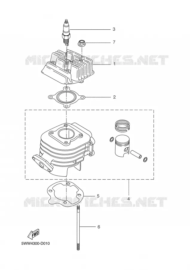 CILINDERKOP Yamaha SCOOTER 50 2007 SLIDER  EW50N