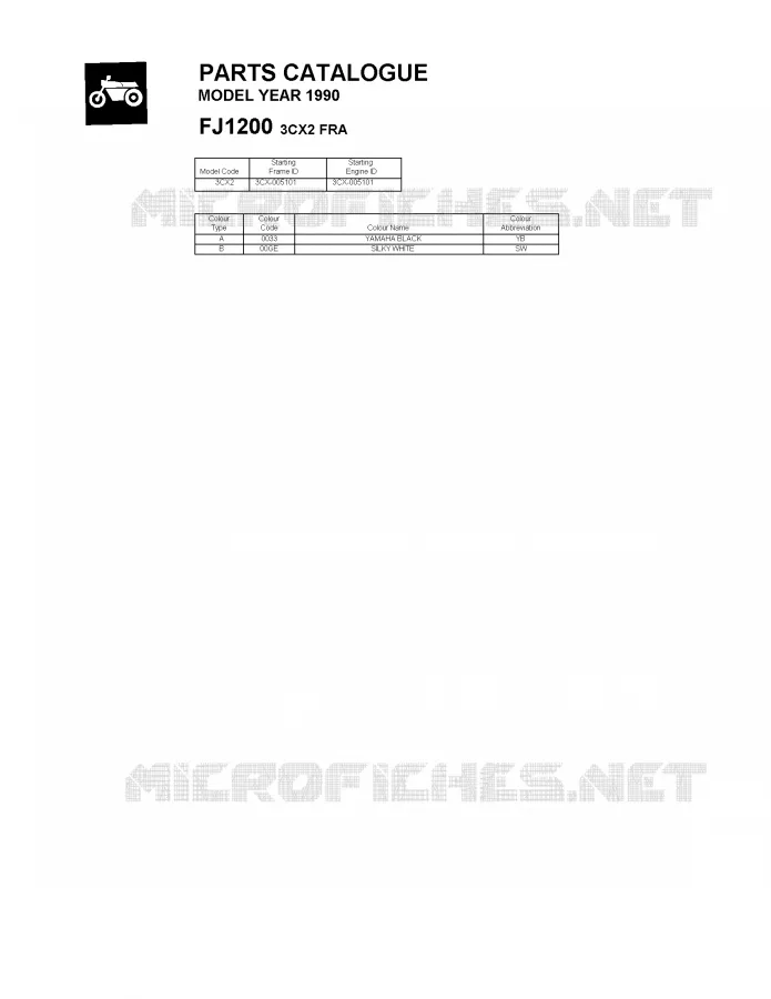 * CATALOG PREFACE * Yamaha MOTO 1200 1990 FJ  FJ1200