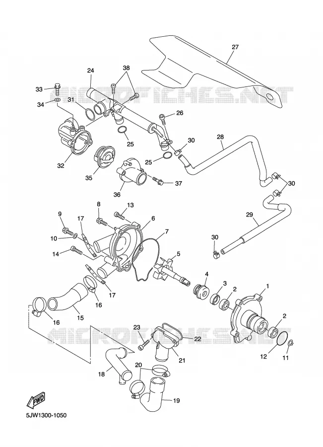 WATERPOMP / SLANGEN Yamaha MOTO 1300 2002 FJR  FJR1300