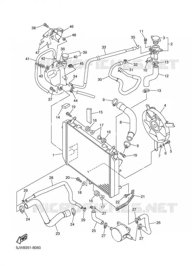 RADIATEUR / SLANG Yamaha MOTO 1300 2003 FJR  FJR1300