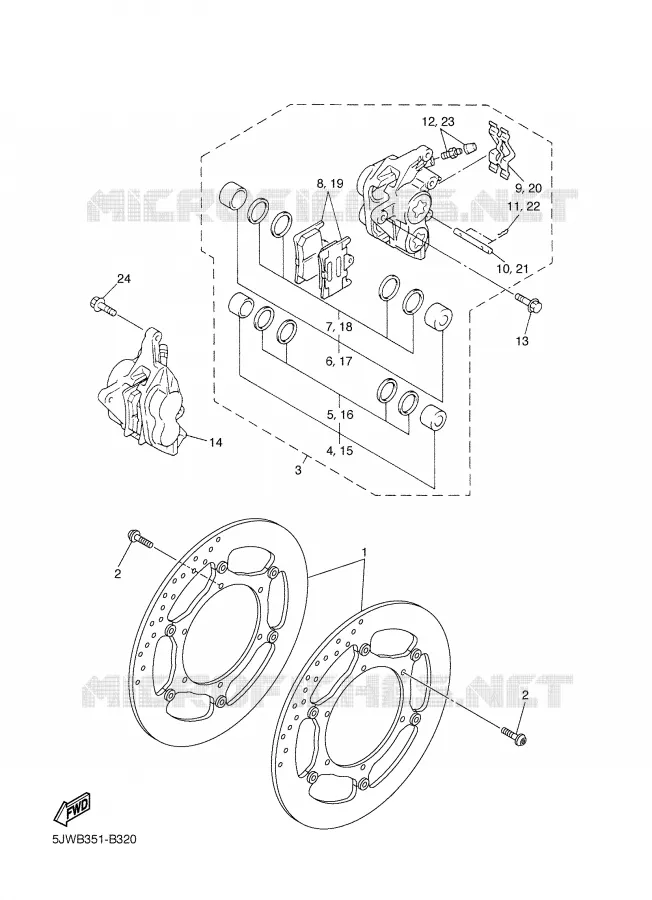 REMKLAUW VOOR Yamaha MOTO 1300 2003 FJR ABS  FJR1300A