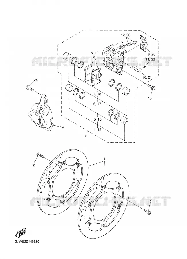 REMKLAUW VOOR Yamaha MOTO 1300 2004 FJR ABS  FJR1300A