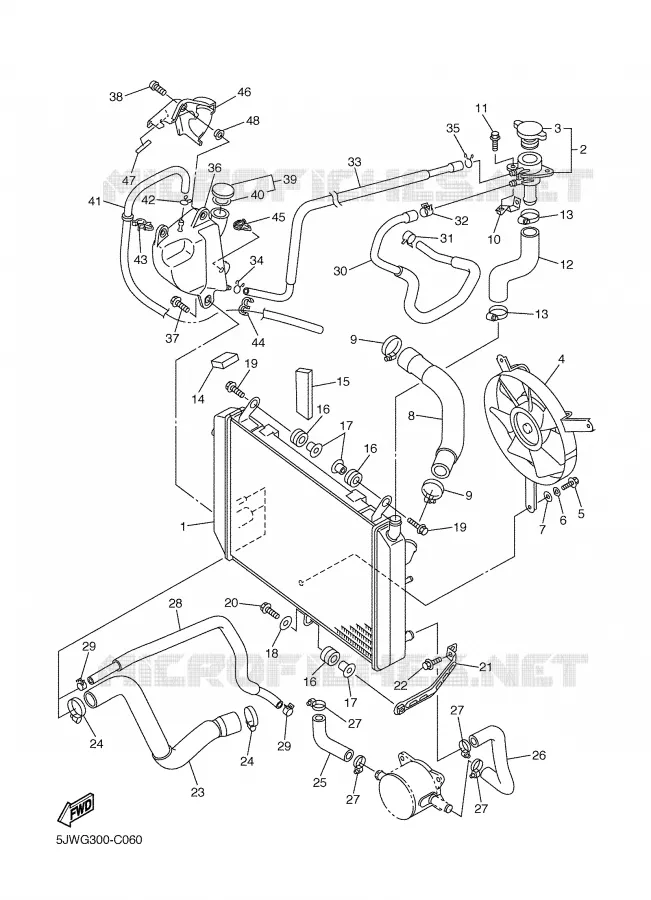RADIATEUR / SLANG Yamaha MOTO 1300 2005 FJR ABS  FJR1300A