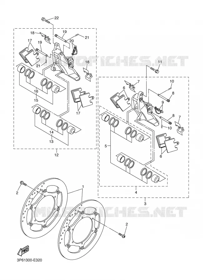 REMKLAUW VOOR Yamaha MOTO 1300 2008 FJR AS ABS  FJR1300AS