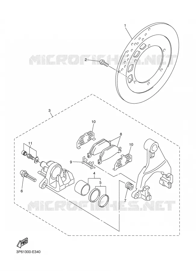 REMKLAUW ACHTER Yamaha MOTO 1300 2008 FJR AS ABS  FJR1300AS