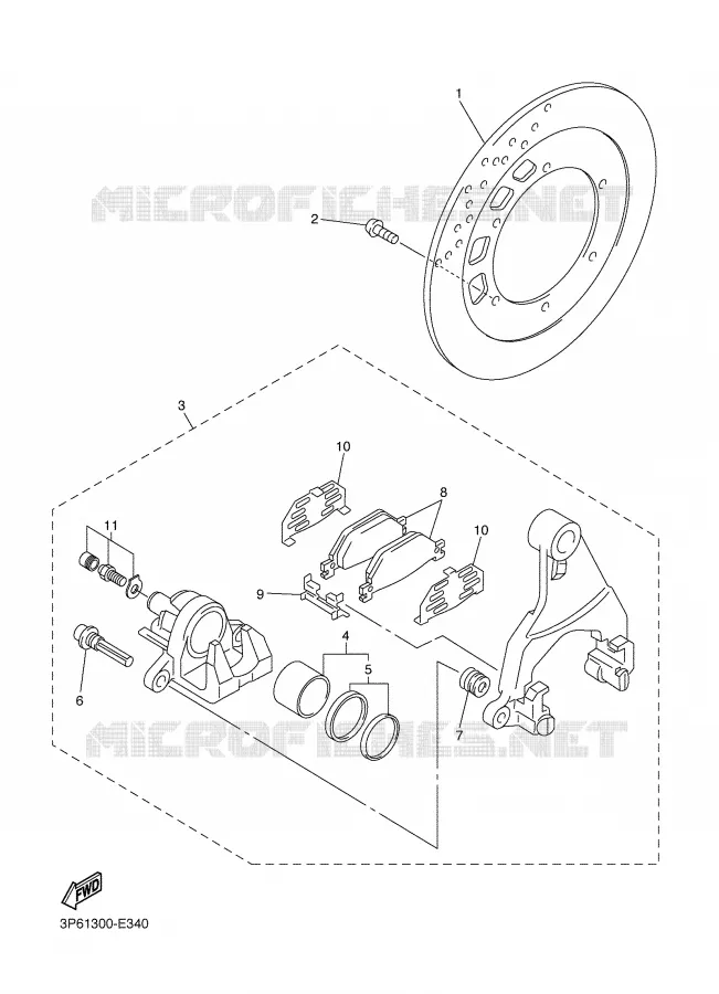 REMKLAUW ACHTER Yamaha MOTO 1300 2008 FJR AS ABS  FJR1300ASX