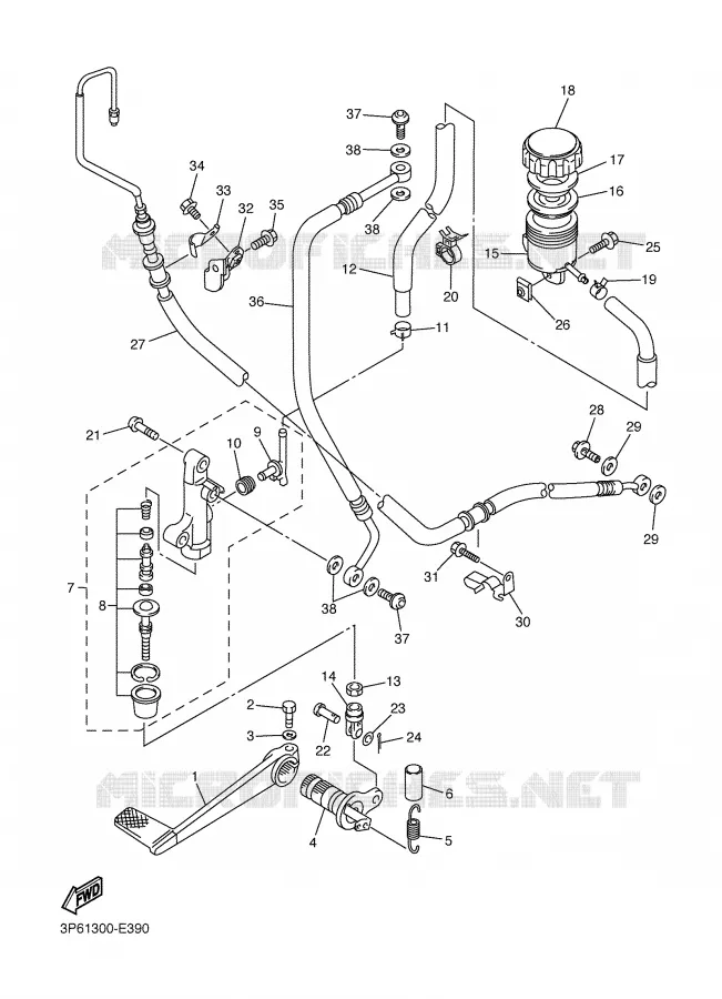 REMPOMP ACHTER Yamaha MOTO 1300 2006 FJR ABS  FJR1300AV