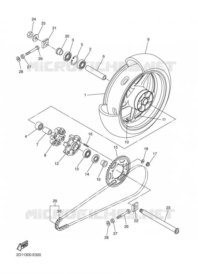 ACHTERWIEL Yamaha MOTO 1000 2008 FZ1  FZ1-N FAZER _