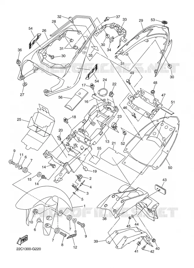 SPATBORD Yamaha MOTO 1000 2008 FZ1 ABS  FZ1-NA FAZER _