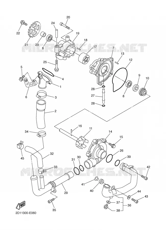 WATERPOMP / SLANGEN Yamaha MOTO 1000 2006 FAZER  FZ1-S