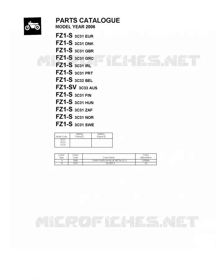* CATALOG PREFACE * Yamaha MOTO 1000 2006 FAZER  FZ1-S