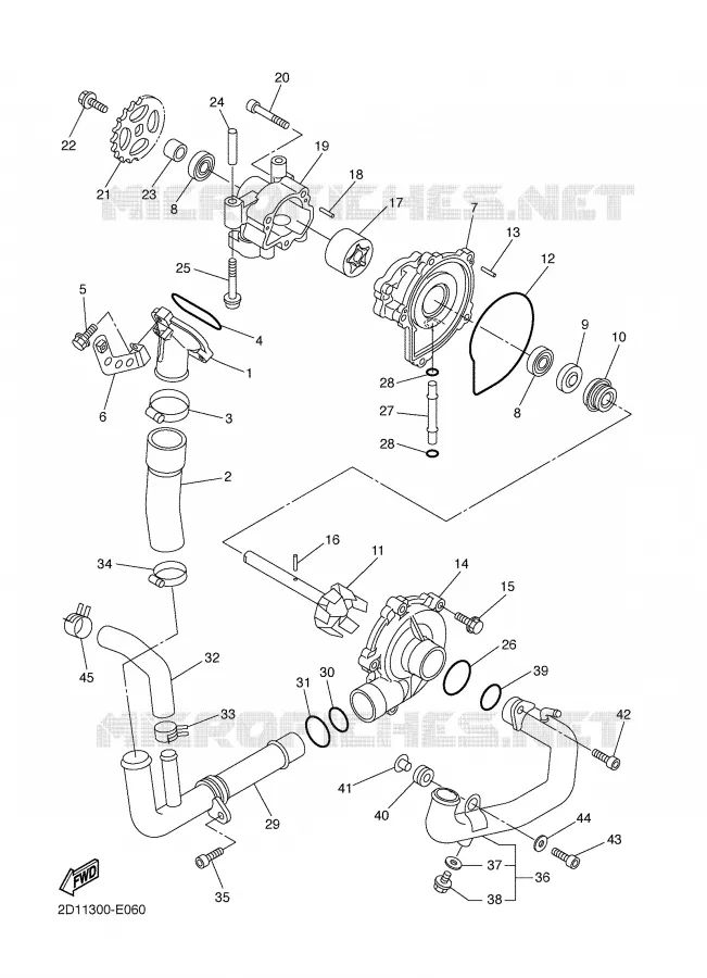 WATERPOMP / SLANGEN Yamaha MOTO 1000 2007 FAZER  FZ1-S