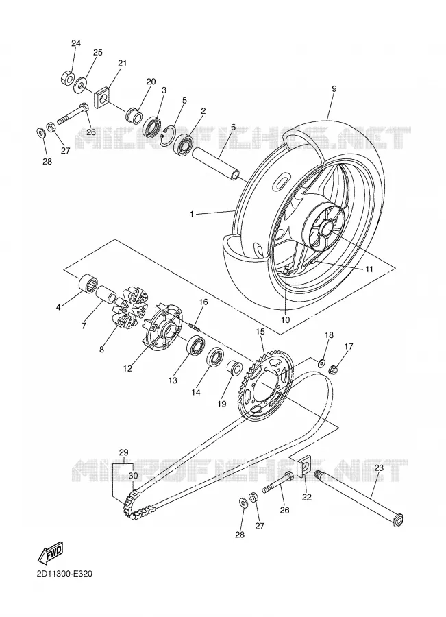 ACHTERWIEL Yamaha MOTO 1000 2008 FAZER  FZ1-S
