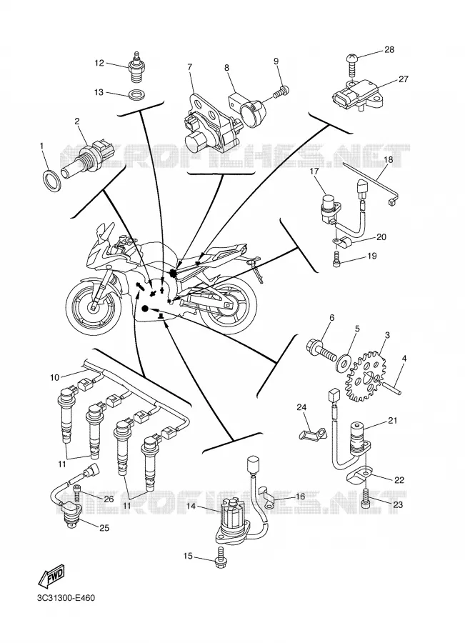 ELECTRISCH 1 Yamaha MOTO 1000 2008 FAZER  FZ1-S