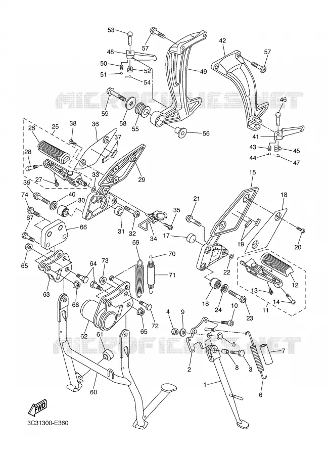 STANDAARD / VOETSTEUN Yamaha MOTO 1000 2007 FAZER ABS  FZ1-SA