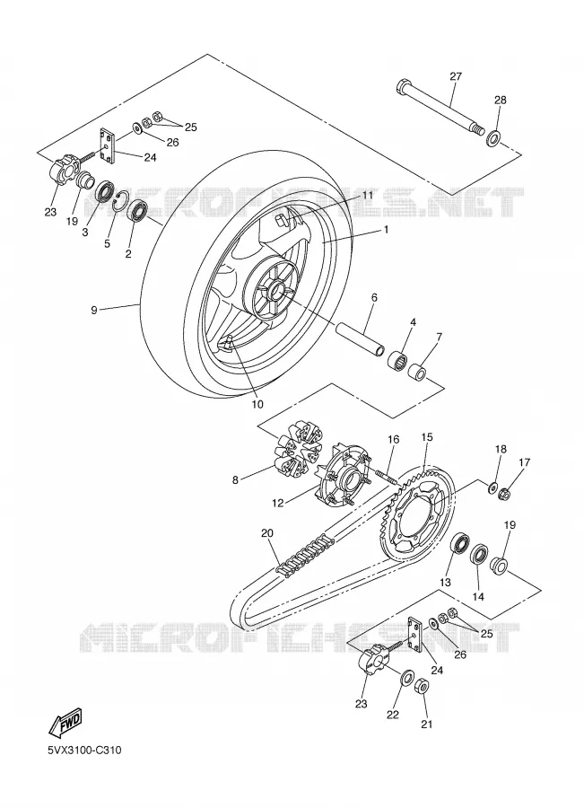 ACHTERWIEL Yamaha MOTO 600 2004 FZ6  FZ6-N