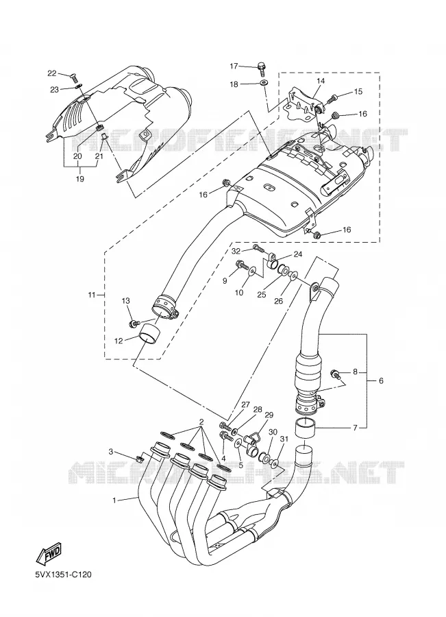 UITLAAT Yamaha MOTO 600 2005 FZ6  FZ6-N