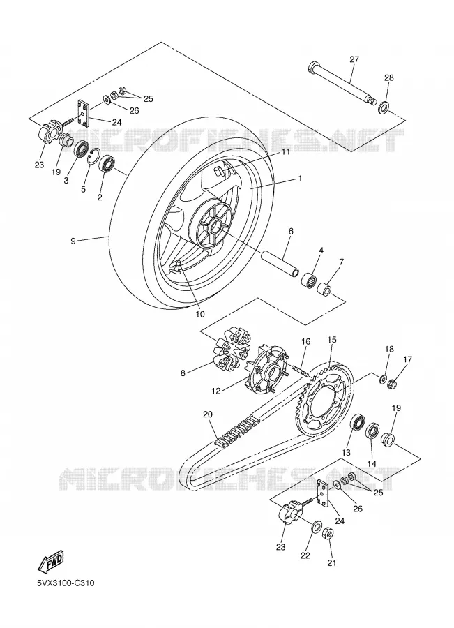 ACHTERWIEL Yamaha MOTO 600 2006 FZ6  FZ6-N FZ6