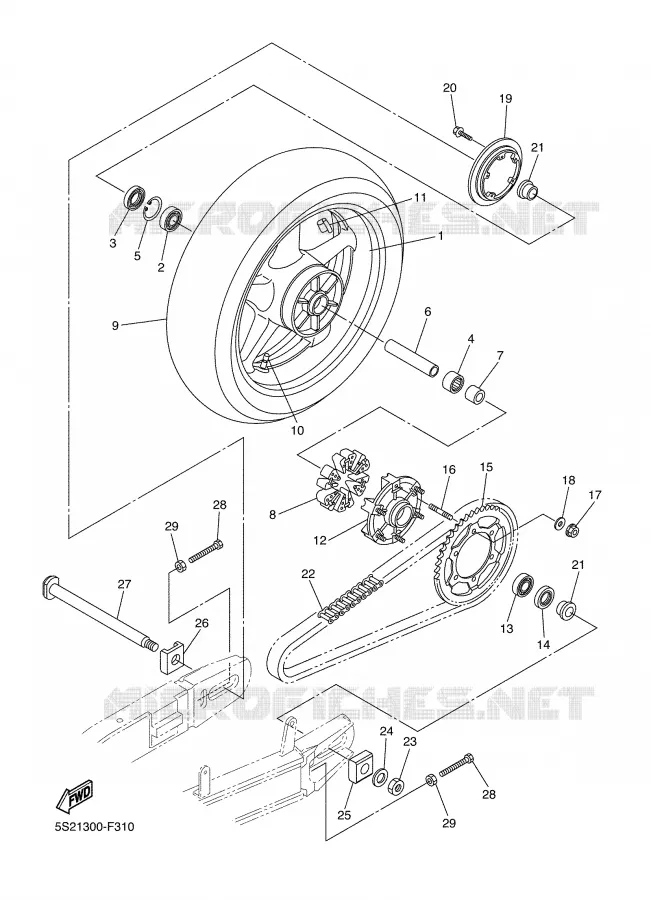 ACHTERWIEL Yamaha MOTO 600 2007 FZ6 S2 ABS  FZ6-NAHG