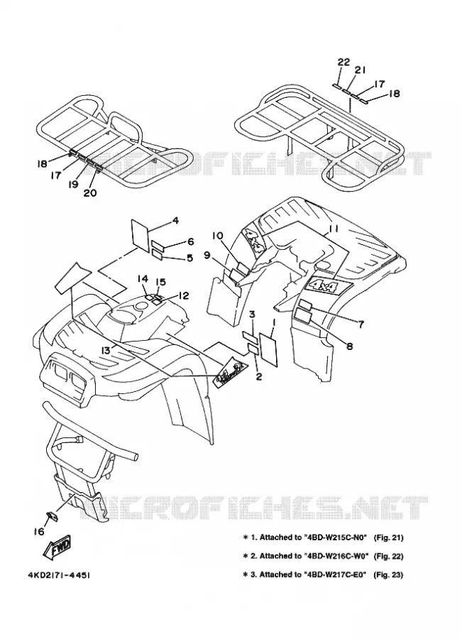 STICKER / LABEL 2 Yamaha QUAD 250 1998 TIMBERWOLF  YFB250FW