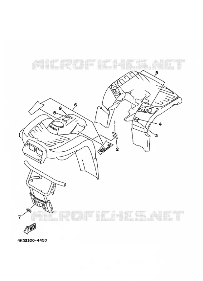 STICKER / LABEL 3 Yamaha QUAD 250 1998 TIMBERWOLF  YFB250FW