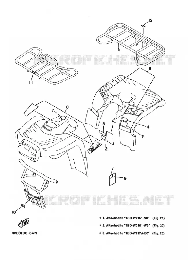 STICKER / LABEL 1 Yamaha QUAD 250 1998 TIMBERWOLF  YFB250FW