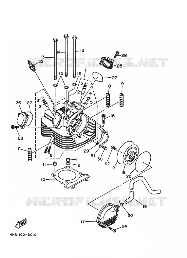 CILINDERKOP Yamaha QUAD 350 1998 WOLVERINE  YFM350FW-X YFM35FXK