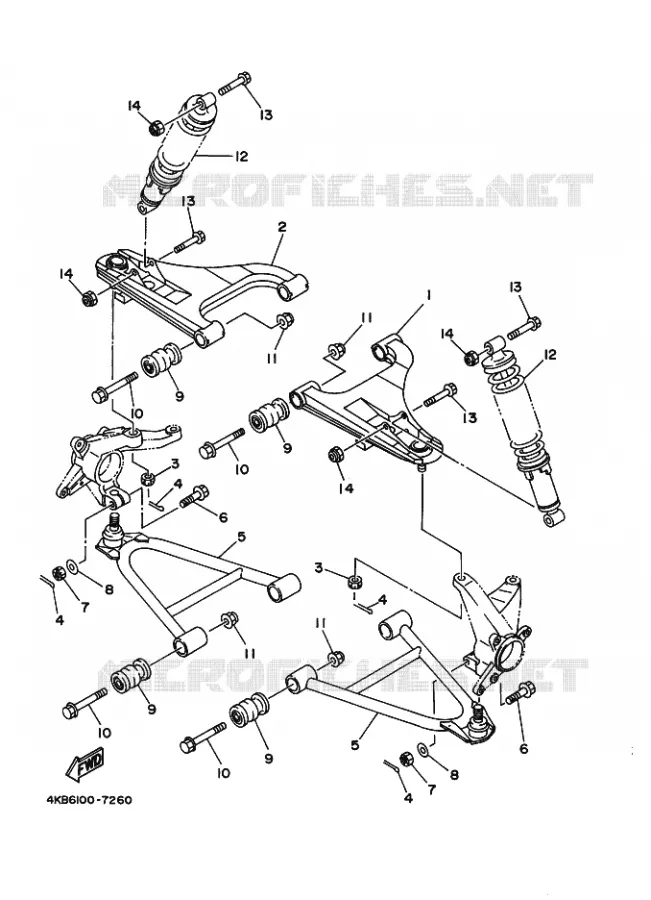 OPHANGING / WIEL VOOR Yamaha QUAD 350 1998 WOLVERINE  YFM350FW-X YFM35FXK