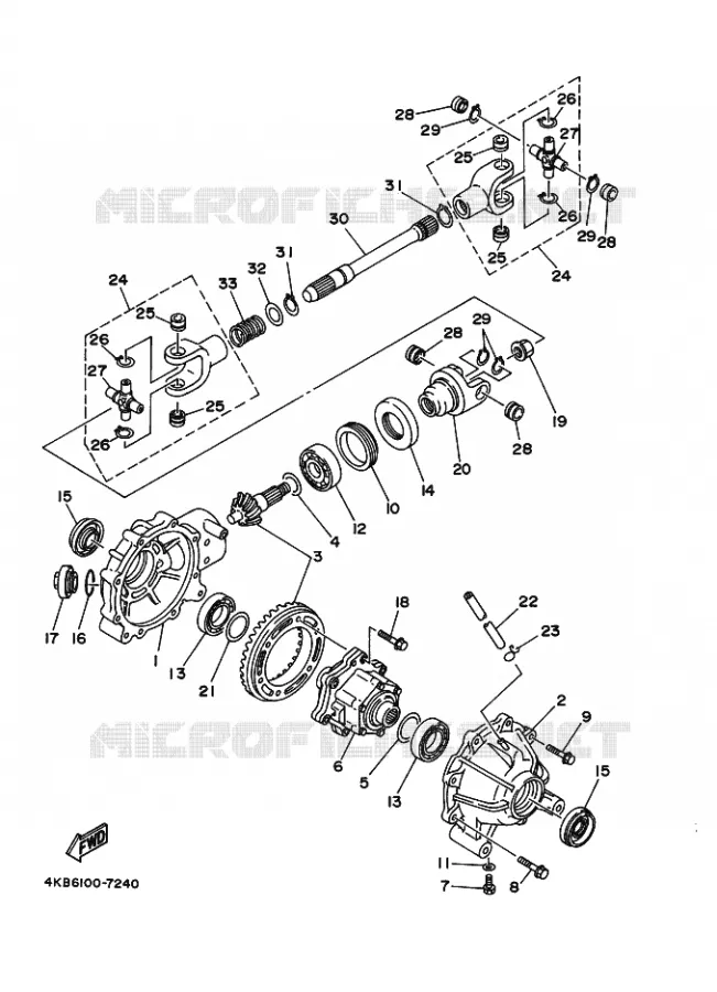 DIFFERENTIEEL VOOR Yamaha QUAD 350 1998 WOLVERINE  YFM350FW-X YFM35FXK