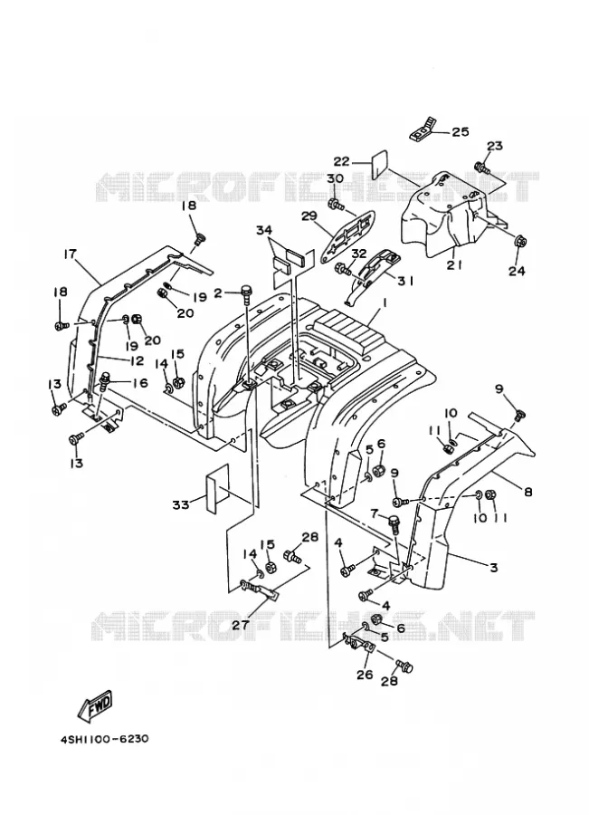ACHTERSPATBORD  Yamaha QUAD 400 1998 YFM  YFM400FW YFM400FWK