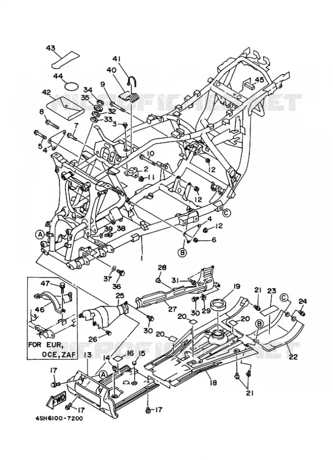FRAME Yamaha QUAD 400 1998 YFM  YFM400FW