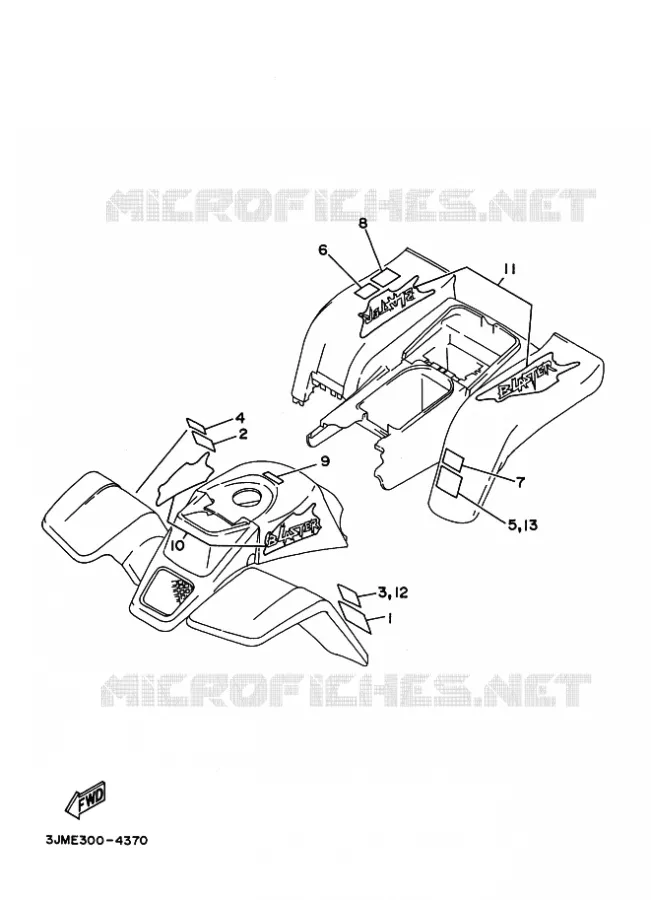 STICKER / LABEL 2 Yamaha QUAD 200 1997 BLASTER  YFS200 YFS200J