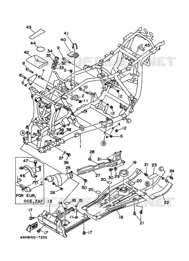 FRAME Yamaha QUAD 400 1997 YFM  YFM400FW