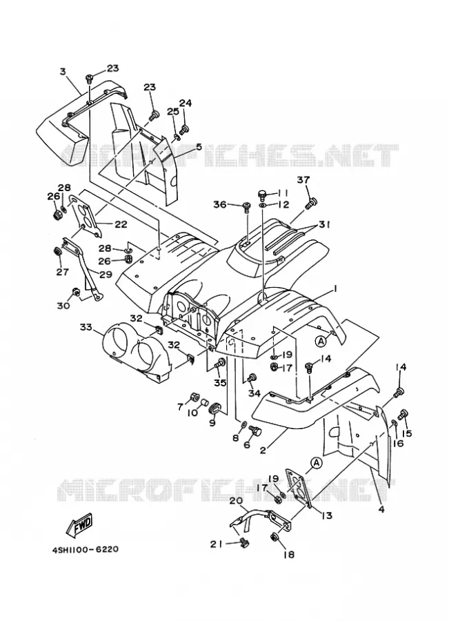 VOORSPATBORD Yamaha QUAD 400 1997 YFM  YFM400FW