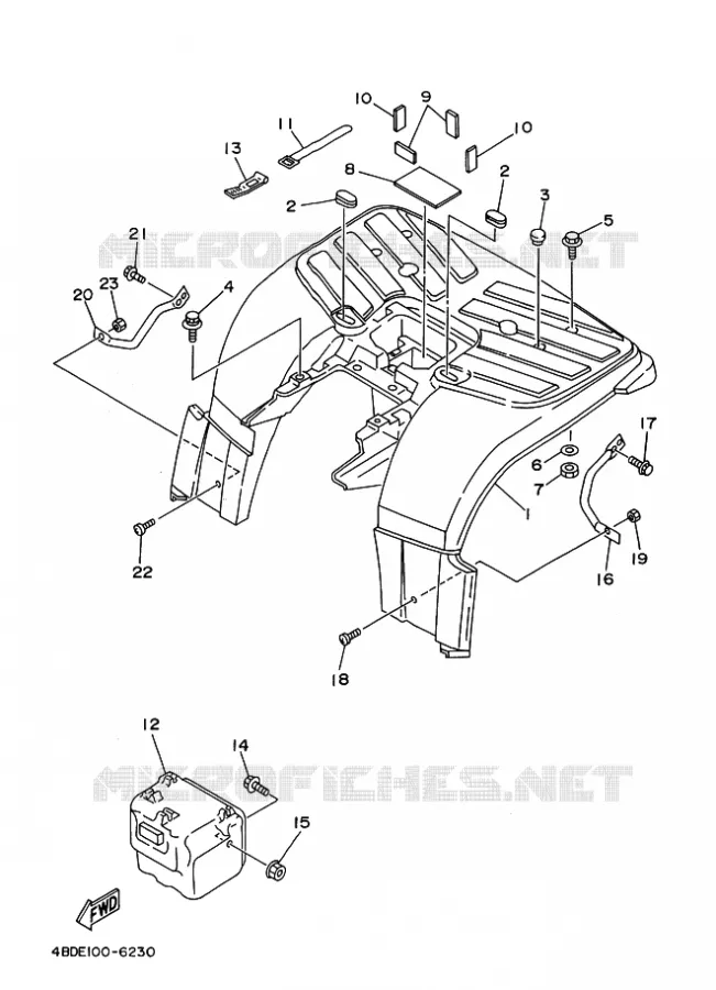 ACHTERSPATBORD  Yamaha QUAD 250 1996 TIMBERWOLF  YFB250
